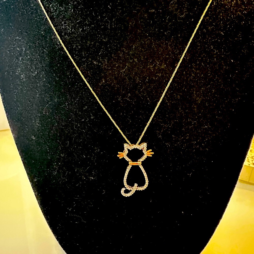 14K ROSEGOLD DIAMOND CAT NECKLACE